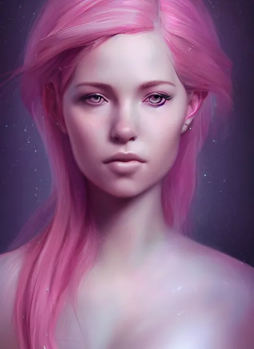 Image similar to a digital painting of a girl with pink hair, a photorealistic painting by charlie bowater, cgsociety, photorealism, daz 3 d, photorealistic, digital illustration