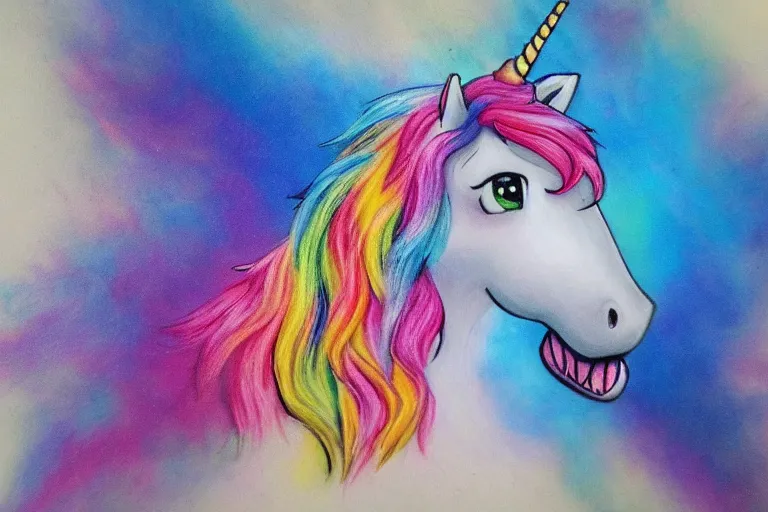 Image similar to badly done cheesy unicorn airbrush art