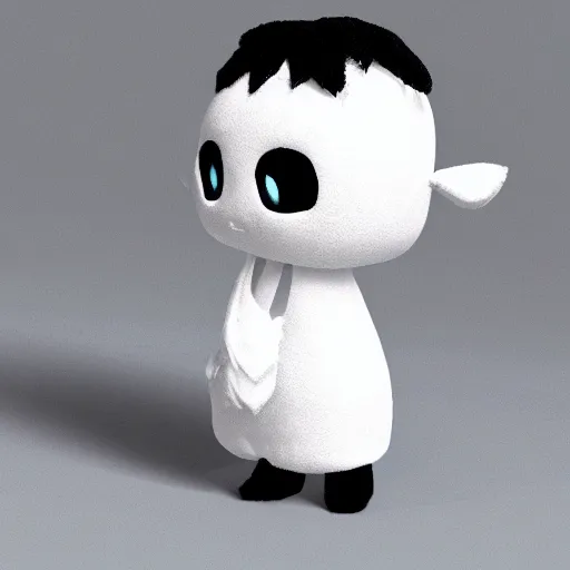 Image similar to cute fumo plush of a yurei lurking in the dark, black and white, found footage, vray