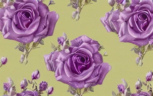 Image similar to lavender rose wallpaper. victorian era. pistachio green background