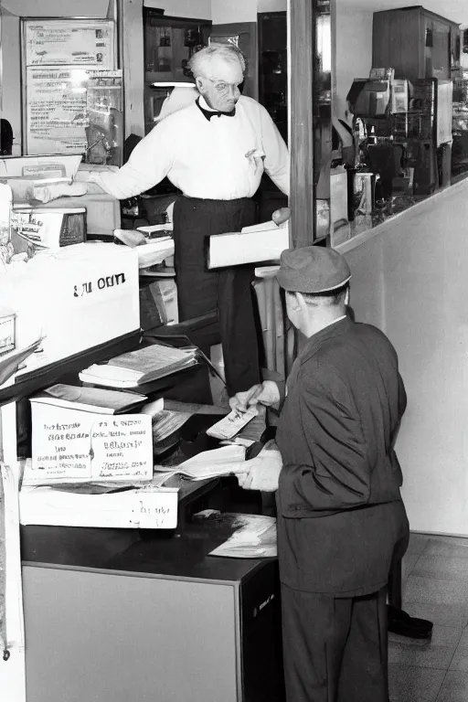 Image similar to a 5 0's mailman at the counter