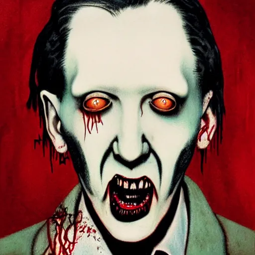 Image similar to zombie marilyn manson by norman rockwell