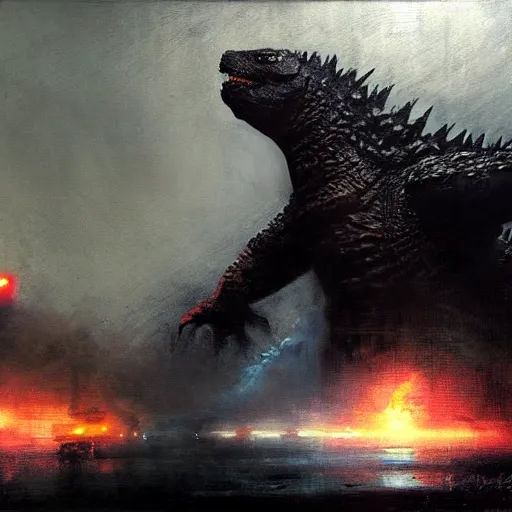 Image similar to godzilla 2 0 1 4 by jeremy mann