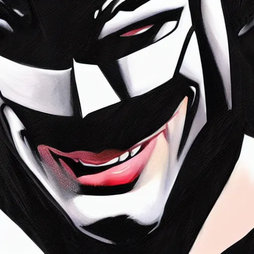 Prompt: An ultra-realistic portrait painting of Batman smiling in the style of Alex Ross. 4K. Ultra-realistic. Highly detailed. Epic lighting.