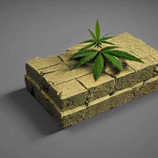 Image similar to a brick made out of cannabis marijuana, beautiful, octane render, nug pic, ray tracing, 8 k, unreal engine 5