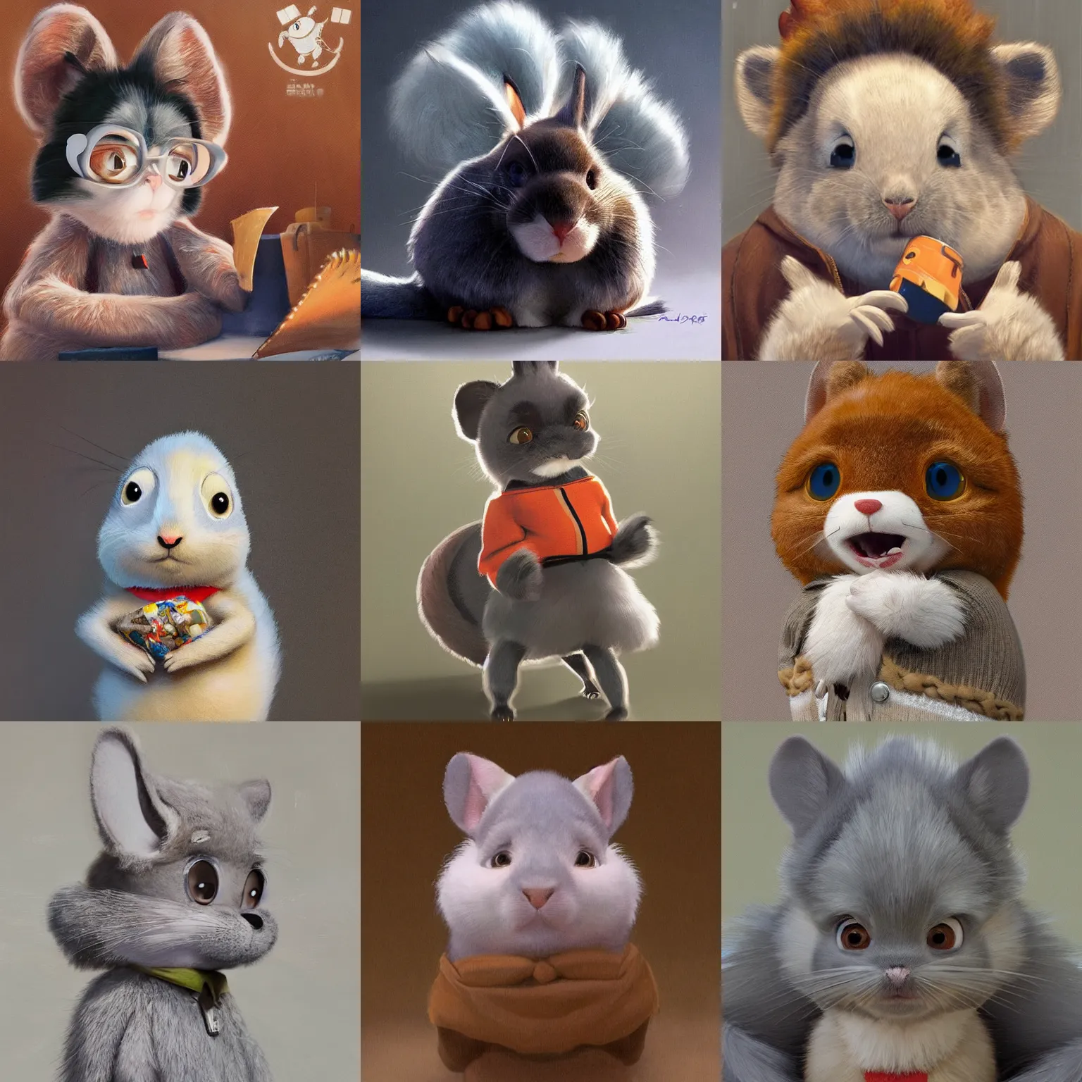 Image similar to promotional art, very very very cute disney pixar chinchilla character wearing a cozy sweater, iconic film character, detailed fur, concept artwork, 3 d render official art, promotional art, by ilya kuvshinov katsuhiro villeneuve, jeremy lipkin and michael garmash and rob rey, disney pixar zootopia