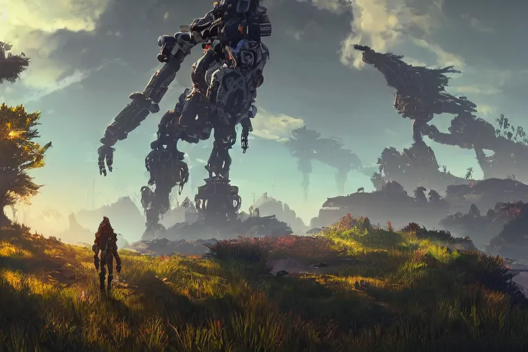 Image similar to stalker machine mecanical creature robot of horizon forbidden west horizon zero dawn bioluminiscence global illumination ray tracing hdr fanart arstation by ian pesty and alena aenami artworks in 4 k