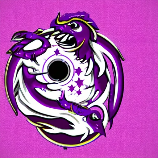 Image similar to a logo of girls robototechnic team called purple dragons, digital art