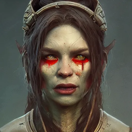 Prompt: A portrait of an female orc, Matte painting , detailed painting, greg rutkowski,