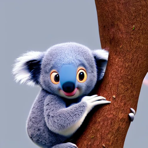 Prompt: cute koala bear holding a tea cup on a tree. pixar disney 4 k 3 d render funny animation movie oscar winning trending on artstation and behance. ratatouille style.