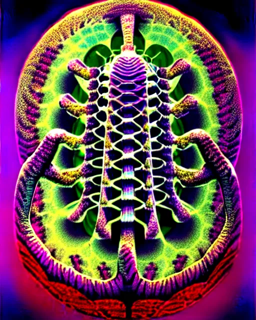 Image similar to poster of corona virus, intrinsic, drawn by Ernst Haeckel, vaporwave coloring, cyber, beeple rendering, written by HP Lovecraft