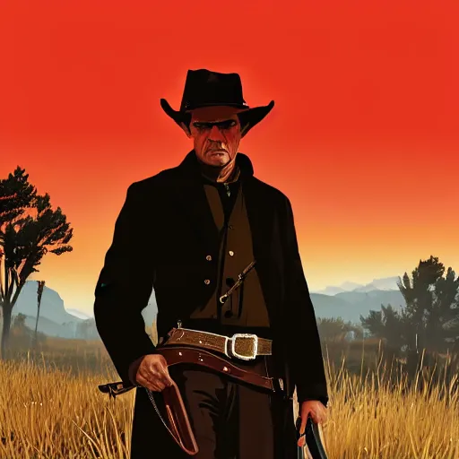 Prompt: clean shaven, tan, middle - aged christian priest with dark hair in dark clothing, three fourth shot, intricate, in front of landscape, red dead redemption 2, concept art, highly detailed, digital painting, artstation, oppressive lighting, concept art, sharp focus, illustration, art by ilya kuvshinov