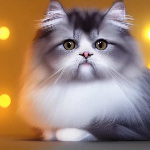Prompt: persian cat portrait, glowing, cute, well - behaved, dynamic lighting, 8 k octane rendering - s 1 2 7 3 4 6 7 5 7 8