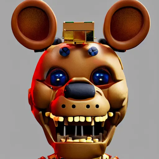 Image similar to scary and ugly animatronic from fnaf, 8 k, super detailed, octane render, vfx, super realistic, unreal engine 5