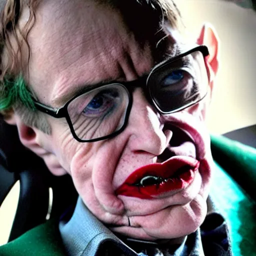 Image similar to stephen hawking as the joker in batman, 2 0 1 5