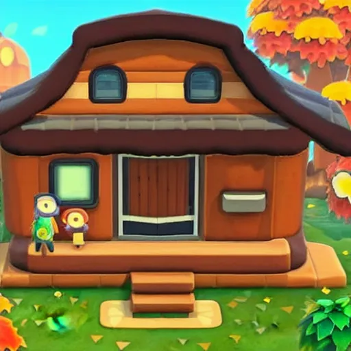 Prompt: a futuristic tree house in animal crossing