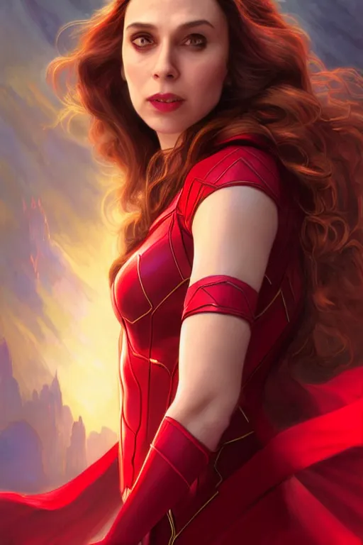 Prompt: Karan Johar as Scarlet Witch, Scarlet Witch costume, Karan Johar Face, villany, portrait, masculine figure, highly detailed, digital painting, artstation, concept art, smooth, sharp focus, illustration, cinematic lighting, art by artgerm and greg rutkowski and alphonse mucha