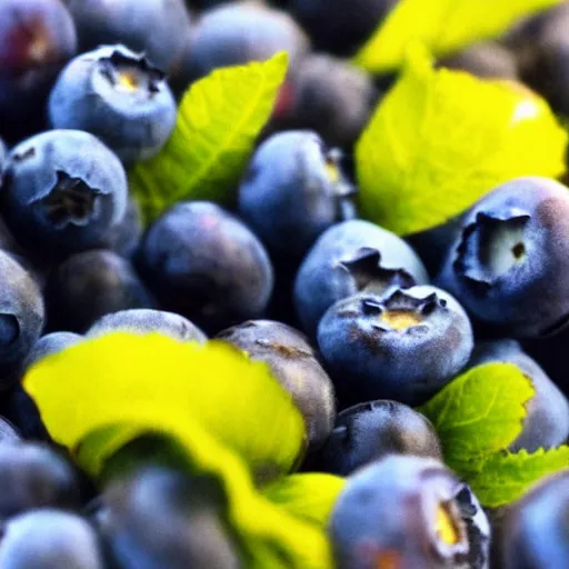 Prompt: fistful of blueberries, impressionist, colorful, sharp focus