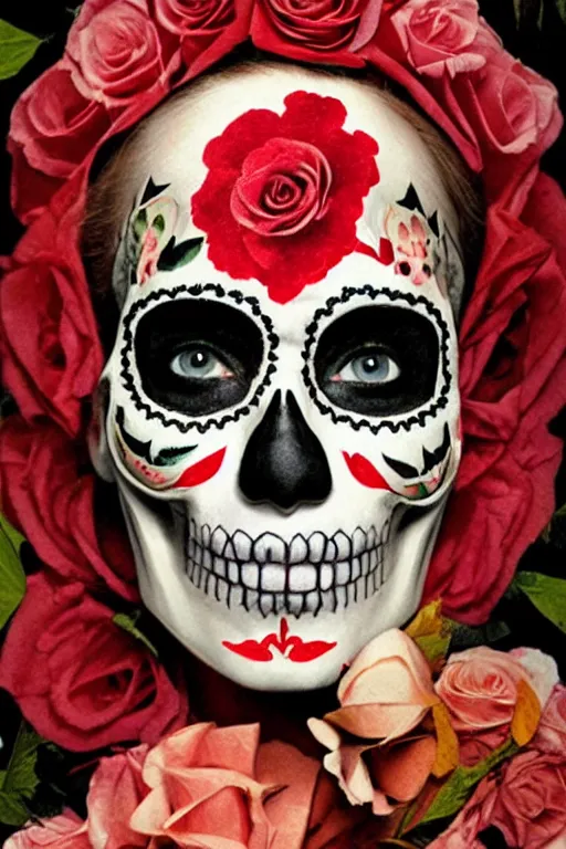 Image similar to Illustration of a sugar skull day of the dead girl, art by hugh kretschmer