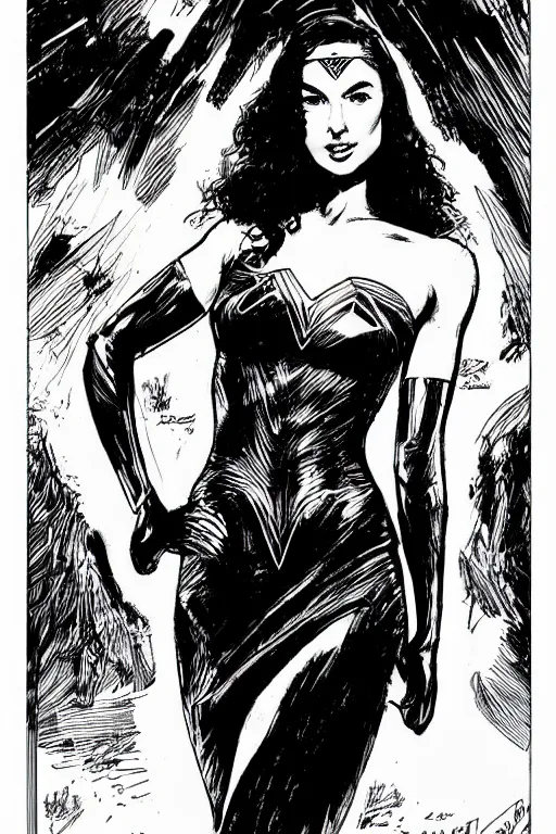 Image similar to portrait of gal gadot, stunning dress, style of guido crepax