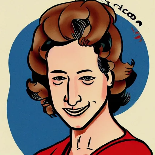 Prompt: mark zuckerberg, stylized as an american traditional tattoo pinup girl,