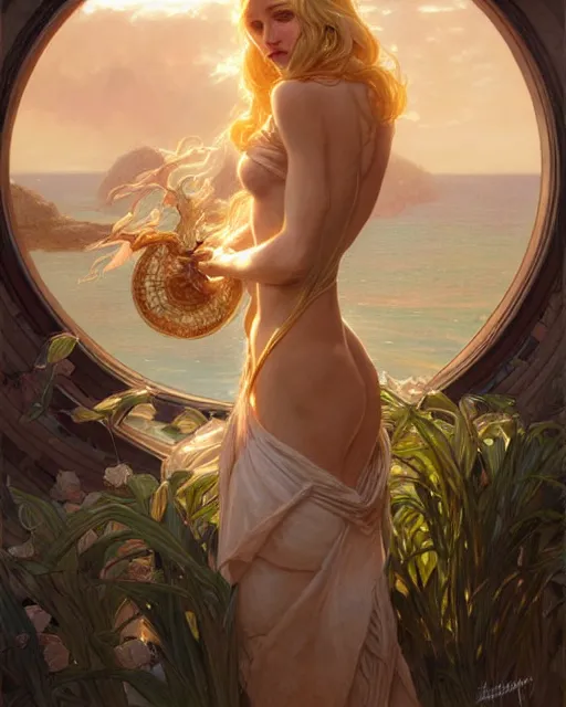 Prompt: an island full of blonde women, real life skin, intricate, elegant, highly detailed, artstation, concept art, smooth, sharp focus, art by artgerm and greg rutkowski and alphonse mucha