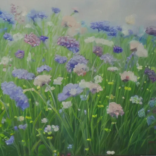 Image similar to oil painting of floral meadow