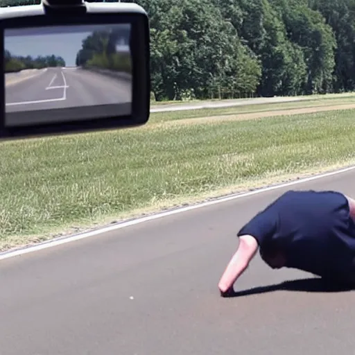 Prompt: dashcam footage of joe biden doing backflips