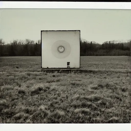 Prompt: polaroid photo of a derelict Cold War radar