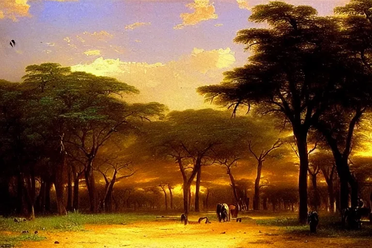 Image similar to oil painting of a nairobi by albert bierstadt
