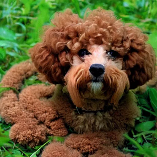 Prompt: snake - poodle, nature photography