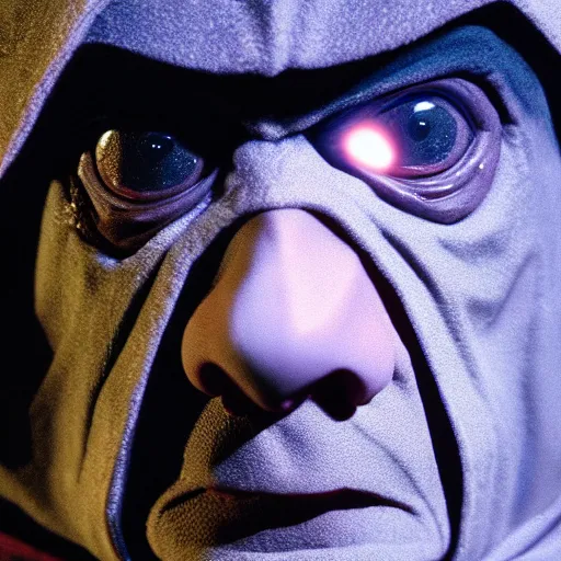 Prompt: mr. bean as darth sidious in star wars, film still, cinematic lighting, highly detailed