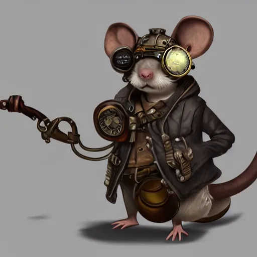 Image similar to a rat with steampunk googles, by Blizzard Concept Artists