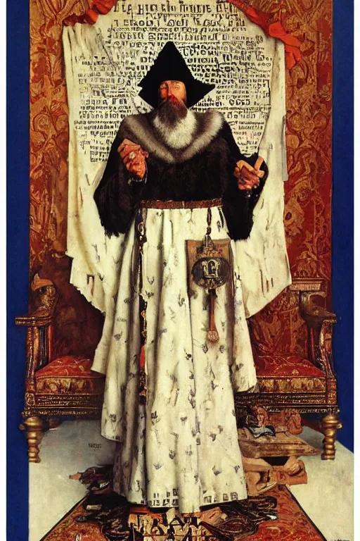 Prompt: russian tsar ivan the terrible, poster, by norman rockwell