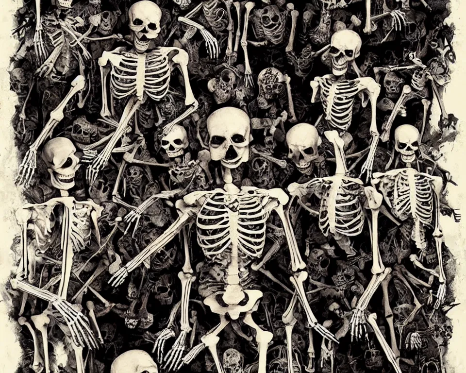 Image similar to a horror movie poster about a skeleton invasion