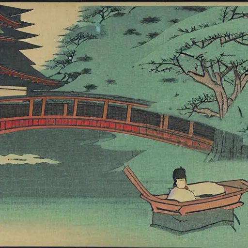 Image similar to ancient Japanese edo art style of studio ghibli in north bay city park