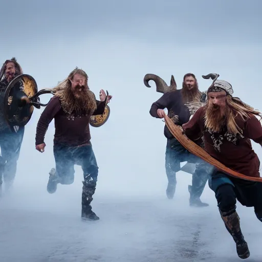 Image similar to Wild Vikings running against the camera