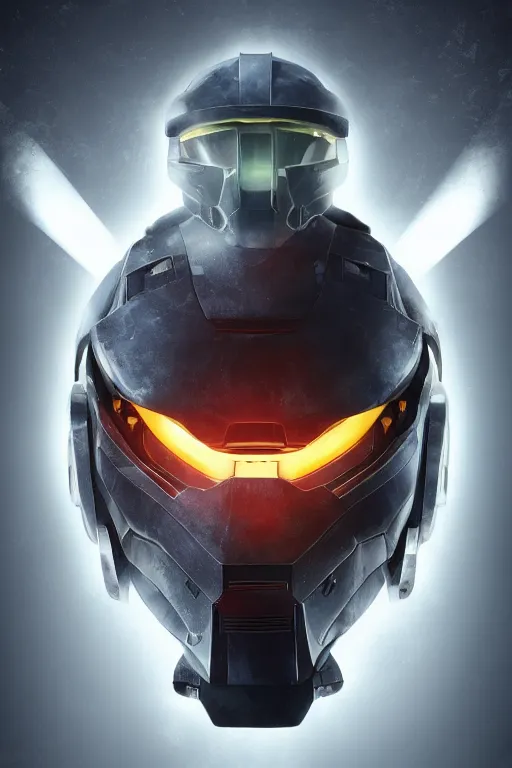 Image similar to robot ninja mask helmet halo master chief radiating a glowing aura global illumination ray tracing hdr fanart arstation by ian pesty and katarzyna da „ bek - chmiel