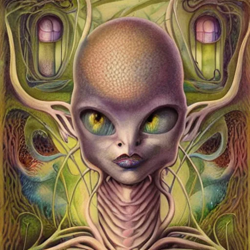 Prompt: portrait of surreal alien , artwork by Daniel Merriam,