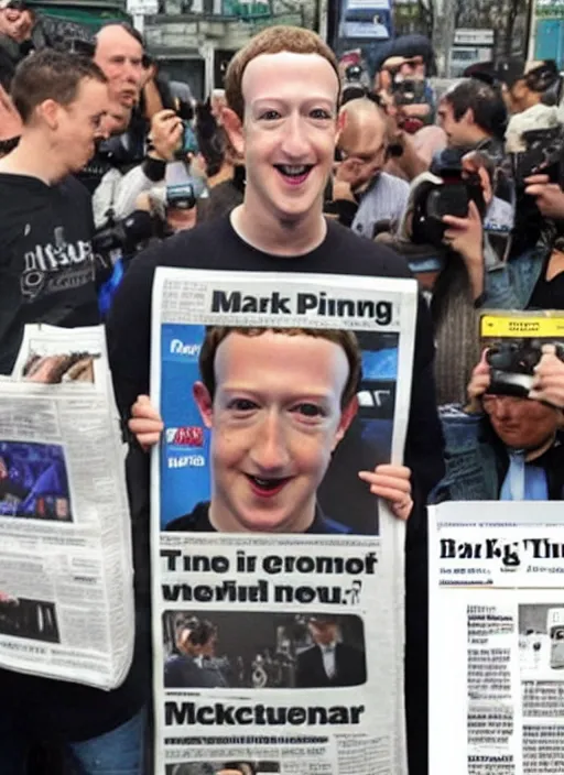 Image similar to breaking news mark zuckerberg is a robot, newspaper article