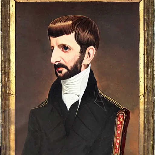 Prompt: regency era painting of a 1 9 6 3 ringo starr