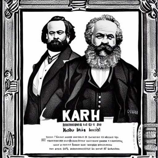 Image similar to karl marx cologne advertisement, black and white