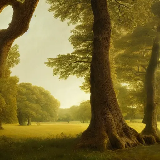 Prompt: Trees, oil on canvas, by George Stubbs, trending on ArtStation, conceptart, masterpiece, detailed, cinematic composition, rule of thirds, 8K, no frames,