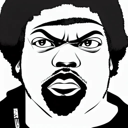 Prompt: manga panel of ice cube ( from nwa ) in the style of kentaro miura, 8 k, 4 k, masterpiece, trending on artstation