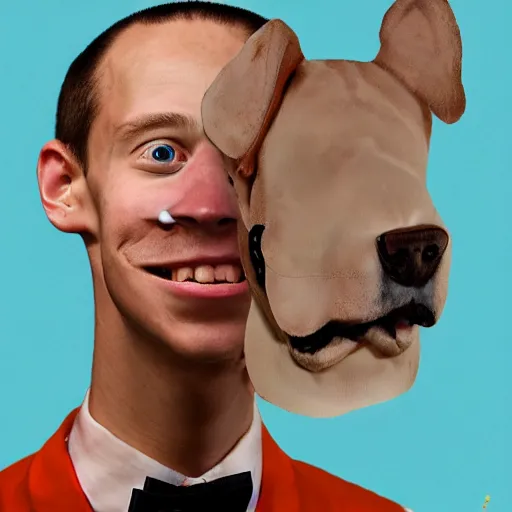 Prompt: steven hawkins but he has the head of a dog, in the style of salvador dali.