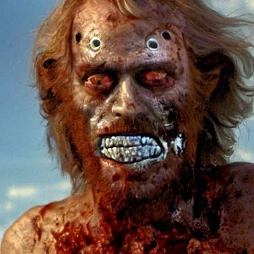 Prompt: an 8 k craigslist ad photo close up ultra detailed of zardoz as a zombie he has all white glossy red eyes and he's very tired