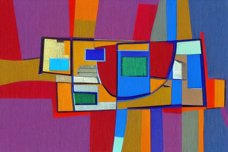 Image similar to a house, shaped like a table, abstract art