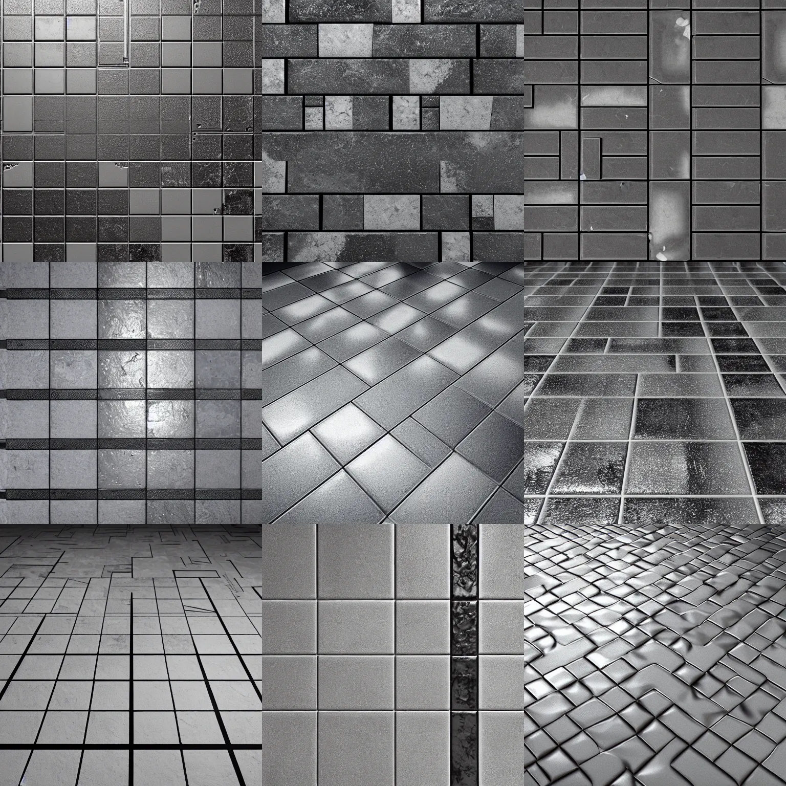 Prompt: dystopian floor tile texture, shiny, white and black, brutalist, retrofuturism, octane render