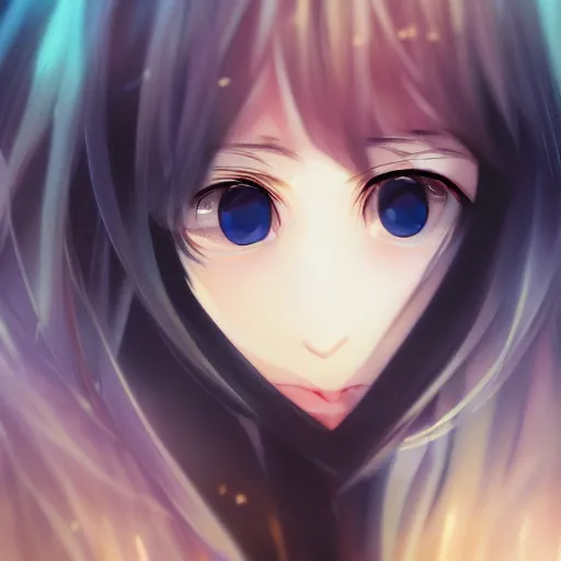 Image similar to a girl's eyes, stars are hidden in the eyes, 8 k, stunning, dream, highly detailed, super macro, surrealist, eye ministry close - up, style of magical girl, makoto shinkai