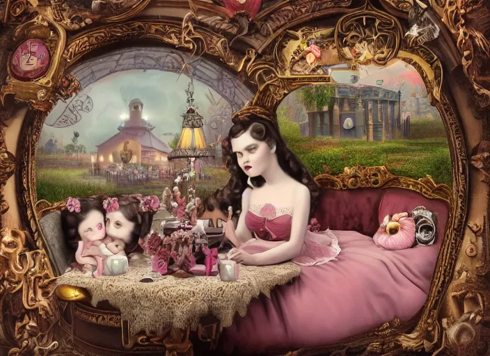 Image similar to the time breaking, lowbrow, matte painting, 3 - d highly detailed, in the style of mark ryden,